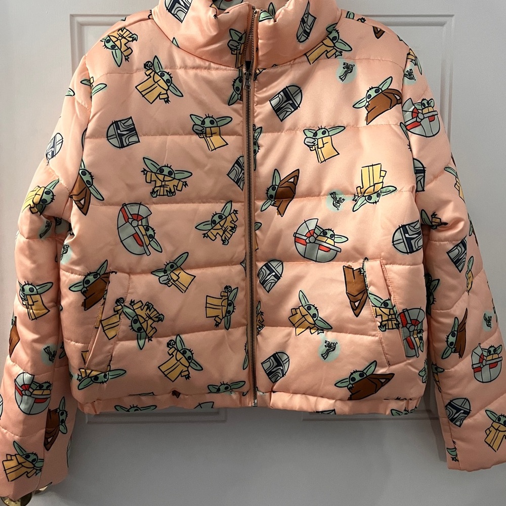 Kids Cartoon Print Jacket - Peach